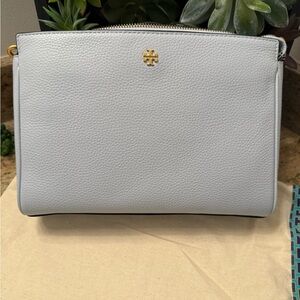 NEW! Tory Burch Chic Light Blue Leather Blake Crossbody